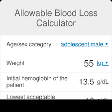 Allowable Blood Loss Calculator Formula Omni