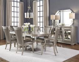 Double Mirrored Pedestal Dining Set In Silver Pulaski Furniture Home Gallery Stores Round Dining Room Sets Round Dining Room Side Chairs Dining