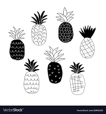 Abstract Black And White Vector Art Set Of Black And White Abstract Pineapples Vector Image On Vectorstock Black And White Abstract Pineapple Vector Pineapple Illustration