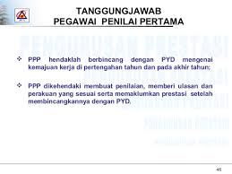Hal ini disebabkan penilaian prestasi kerja pegawai dengan menggunakan metode dp3 tidak didasarkan pada target tertentu. Panduan Penilaian Prestasi Kakitangan Awam