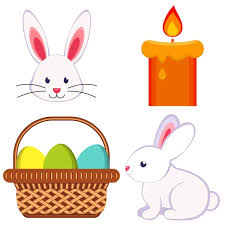Icono de Pascua de dibujos animados conjunto huevo cáscara conejito pollo  nido icono conjunto . Vector de stock #185979922 de ©bessyana