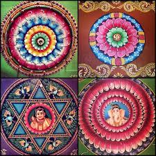 Drawings On The Ceiling Of A Hindu Temple In The Matale District Of Sri Lanka Hindu Art Chakra Painting Indian Temple Architecture