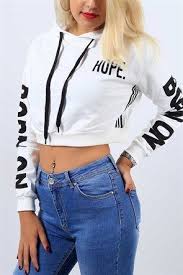 Yazi Baskili Beyaz Bayan Sweat 9165b Moda Kadin Spor Giyim Moda