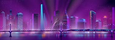 Download Vector Neon Megapolis Background With Speed Train For Free Night Landscape Vector Free Vector Photo