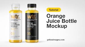 Psd Object Mockups Tutorial How To Edit Pet Bottle With Orange Juice Mockup On Yellow Images