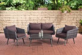 Clp Polyrattan Loungeset Trosa I Grau Meliert I Gartenlounge Flachrattan I Sofa 2x Sessel Glastisch I 1 25mm Ra Loungemobel Garten Lounge Mobel Gartenmobel