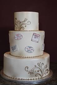 Passport Stamps And Scroll Wedding Cake Inspiration Passport Stamps Cake