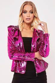 Tasha Pink Sequin Biker Jacket 678679 Knd