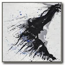 Black And White Paint Drip Art Cz Art Design Hand Painted Minimalist Drip Painting Mn321a Black White Grey Blue Abstract Pai Contemporary Art Canvas Drip Painting Oversized Canvas Art
