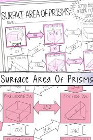 This Surface Area Of Prisms Maze Worksheet Was The Perfect Activity To Teach My 6th Grade Mat Surface Area Activities Math Fact Worksheets Free Math Worksheets