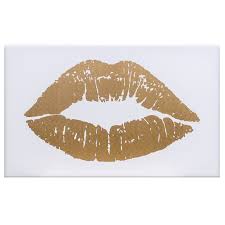 Hang this in a little girl's room! 18x12 Gold Lipstick Canvas Wall Art At Home