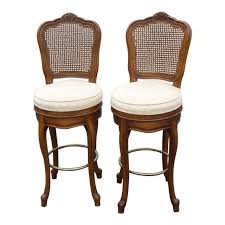 Image Of French Country Carved Wood Cane Back Bar Stools A Pair French Country Bar Stools Bar Stools French Bar Stool