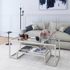 Luxe coffee table modern rectangle high glass chrome living room lower shelf uk. Buy Glass Coffee Tables Online At Overstock Our Best Living Room Furniture Deals