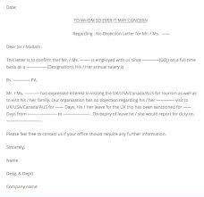 Here is a sample example of letter from employer for visa purpose to help you create a customized draft on your company's behalf. Ultimate Guide To No Objection Letter For Tourist Visa Visa Reservation