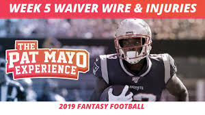 Scientific prediction of likelihood of injury & weeks missed for each player. 2019 Fantasy Football Week 5 Waiver Wire Rankings Injuries Recap More Youtube