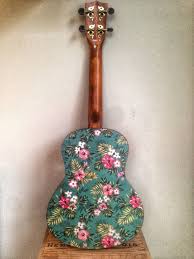 Ukulele Decal Of Vintage Hawaiin Flower And Palm Tree Design Ukulele Art Ukulele Design Painted Ukulele