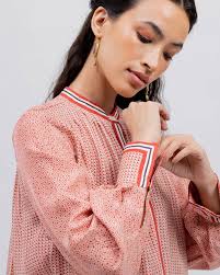 Buy Red Elyssia Pleated Blouse by Designer TALITHA Online at Ogaan.com