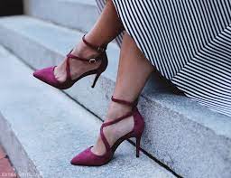 Black Stripes Berry Suede Extra Petite Heels Cute Shoes Pretty Shoes