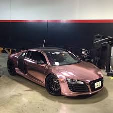 Black And Rose Gold Car Wrap Impressivewrap On Instagram Audi R8 Wrapped In Rose Gold Chrome And Wheels Powder Coated In Black Looking Good Get Yo Luxury Cars Audi Black Audi Audi Cars