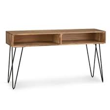 Brooklyn Max Diaz Solid Mango Wood And Metal 55 Inch Wide Mid Century Modern Console Sofa Table In Natural In 2020 Sofa Table Solid Mango Wood Wood Console