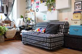A Baker S 250 Square Foot Studio Celebrates Art Women And Creativity Ikea Sofa Bed Tiny Studio Apartments Disney Room Decor