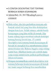 10 contoh descriptive text dalam bahasa inggris. Contoh Descriptive Text Tentang Benda Kesayangan Enak