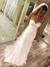 Stilvolle abendkleider in großen größen jetzt online bei bonprix bestellen. Lang Eng Anliegende Spaghettitrager Weiss Brautkleid Hochzeitskleid Dresstells Com