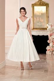 Style 6356 A Stellayork Wedding Gown Idea Short Wedding Dress With Ankle Length Hemline Lux Tea Length Wedding Dress Aline Wedding Dress Tea Length Dresses