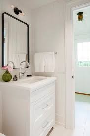Black Mirror With White Washstand Interior Design Nantucket Bedroom With Bath Master Bath Design