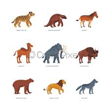 Maybe you would like to learn more about one of these? Extinct Animals Prehistoric American Extinct Wild Animals Flat Style Vector Stock Vector Crushpixel