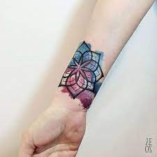It's cute and stylish at the same time! Watercolor Mandala Flower Tattoo