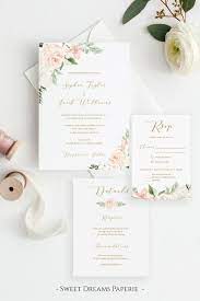 Blush Gold Printable Wedding Invitation Template Floral Etsy Wedding Invitations Printable Templates Printable Wedding Invitations Floral Wedding Invitations
