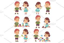 Good And Bad Behavior Naughty And Friends Characters Funny Cartoon Cartoons Vector