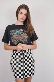 90 S Black And White Checkered Skirt Outfit Vintage Inspired 90s Checkered Skirt Black And White Checkered Skirt 90s Faux Leather Skirt Checkered Skirt Checkered Skirt Outfit Skirt Outfits