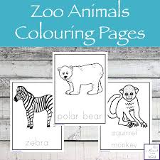 This picture highlights a number of zoo animal cards. Zoo Animals Colouring Pages Simple Living Creative Learning