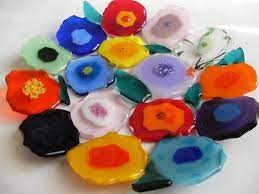 Contemporaneas Floraciones Floral Colorido Fundieron Vidrio Colorful Fused Glass Fused Glass Glass Fusion Ideas