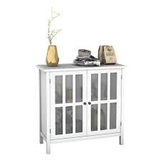 Costway Storage Buffet Cabinet Glass Door Sideboard Console Table Server Display White Walmart Com In 2020 Sideboard Console Table Glass Cabinet Doors Accent Cabinet