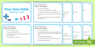 Place Value Riddle Challenge Cards Place Value Card