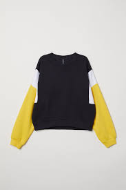 Black And Yellow Sweater Pdp Color Block Sweatshirt Colour Blocking Fashion Black Sweatshirts