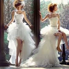 Short In Front Long Tail Wedding Dress Wedding Dresses High Low White Beach Wedding Dresses Short Wedding Dress