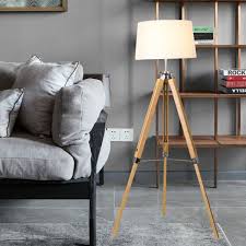 Distressed floors come in many wood species, shades, tones, character, grain patterns and different levels of wear. Drum Fabric Reading Floor Light Modern Style Single Bulb Wood Distressed Wood Standing Lamp With Tripod Arm Floor Lamps