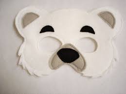 Polar Bear Felt Mask For Children Etsy In 2021 Bear Felt Felt Animal Masks Bear Mask