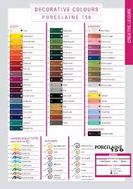Pebeo Porcelaine 150 Official Color Chart Hobbies Paint