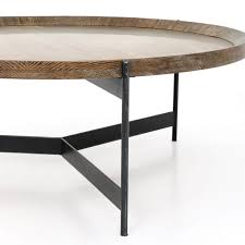 Nathaniel Brass And Oak Round Tray Coffee Table 40 In 2020 Coffee Table Reclaimed Wood Coffee Table Round Coffee Table