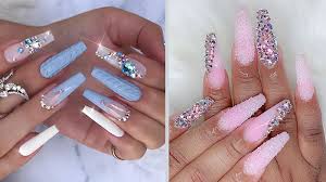 If you want to win the race, then grab this look. Elegant Rhinestones Coffin Nails Designs Nail Art 4u