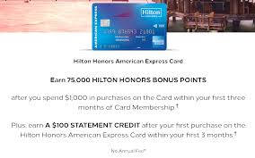 Considering the relatively low value of an honors point, the hilton american express card's ongoing earning rates of 3 to 7 points per $1 spent amount to just 1.77% to 4.13% cash back, in the form of hilton credit. American Express Hilton Honors Card No Annual Fee Card 75 000 Points 100 Statement Credit Doctor Of Credit