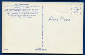 Marshall is a city in the u.s. Gay S Cafe Restaurant In Childress Texas Old Postcard 2 United States Texas Other Postcard Hippostcard