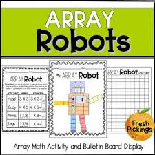 Students Make The Parts Of A Robot Using A Chart Of Arrays And Grid Paper They Then Put Them Together To Make Their Math Activities Array Math 3rd Grade Math