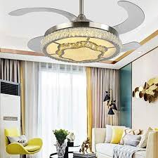 If your room is dominated by dark woods, follow suit with dark wood blades. 42 Inch Modern Crystal Retractable Blade Ceiling Fan Light Led Chandelier Pendant Lamp 3 Speed Control With Remote Control For Lucky Hope For Living Room Kitchen Bedroom Dining Room Dinner Room Dataglove Com