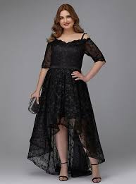 Back To School A Line Plus Size Black Cocktail Party Dress Prom Alca De Espaguete Meia Manga Laco Assimetrico Com Pregas Insercao De Renda 2020 Vestido Hoco De Plus Size Dresses